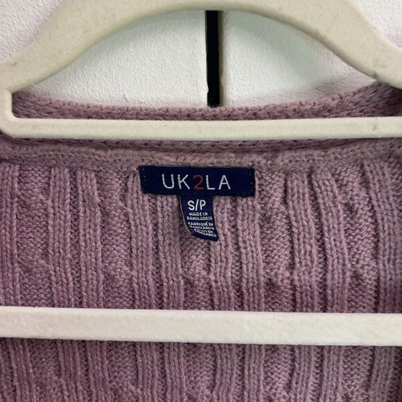 Ladies Womens Chunky Cable Knitted Cropped Cardigan 3 Button Long Sleeves Small - Picture 2 of 5